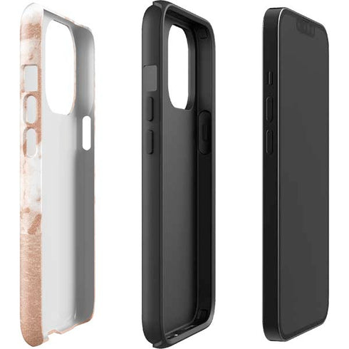White Rose Gold Marble iPhone 15 Pro Impact Case
